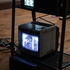 Detail Shot of the square Sony television that I salvaged before it went to a landfill