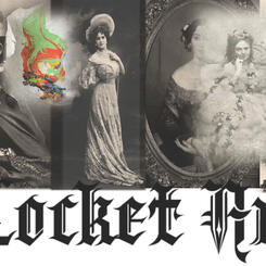 LOCKET ARIAS banner with painting dollops by Ruth Margraff