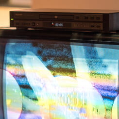 Detail shot of one the televisions in the installation