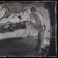 Who's Talking Bull I, 2009, 25 x 30 x 1.5 (with frame), ink watercolor on Hsuan paper