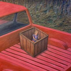 Young Girl Sleeping in a Box