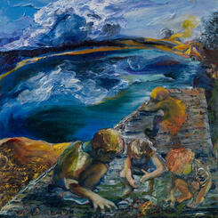 Worker Ants 2016, 12 x 12 x 1 oil on panel