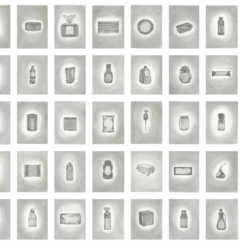 Studies for Still life II (Grocery series), graphite on paper, 8.0 x 10.0 inches each