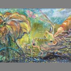 Leaping With Dragons and Minnows, 15.5 x 113.5 x 1, oil on canvas, 2024