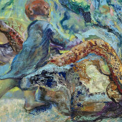 Detail Mindfulness:Snakes 15.5 x 115.5 x 1, oil on canvas, 2025