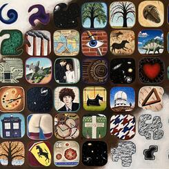 Graphical self-portrait with time advancing from right to left along the X-axis coupled with memories, dreams, and delusions arranged from top to bottom on the Y-axis.