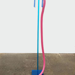 Pink Rbbr Cane, 2022. Silicone rubber, wire, lucite. 40” x 15” x 20”