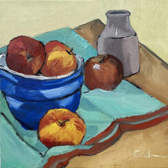 Apples in a Blue Bowl