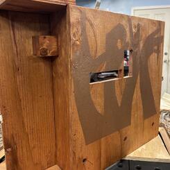 LOVE stenciled on backdrop