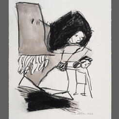 Twitching Toes, 22x20, Charcoal on Paper, 2025