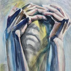 The hands covering a face - III