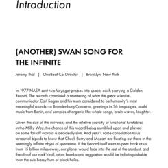 Astromusical Subspace Transmission Exhibit B (Curved Space): Another Swan Song For the Infinite for the One Beat Zine, 2018. 