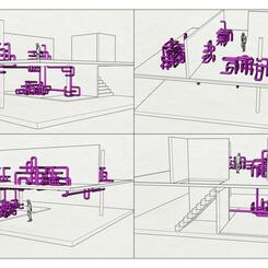 Design for a multi-floor, multi-room interior space