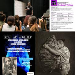 Breath Art Bronchi III (Kinesthetic Breath + Dance): Creative Breathing Methodologies @ Santa Monica College in 2023 & a Breath Art Master Class (inspired by Judith Scott) for the Rocky Mountain Down Syndrome Association @ Colorado College in 2026.