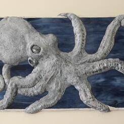 Grey Octopus Relief Sculpture