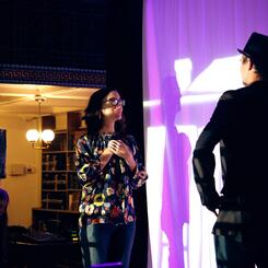 Brook and Tim Kearley in silhouette 