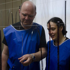 Instructors, Richard Tuohy & Dianna Barrie inspect the film 