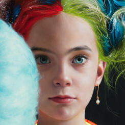 A Girl with Bright Colored Hair - detail