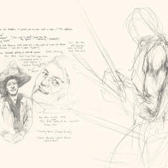 Page spread (Boxer/Haddie) from “Invisible Champion: Jack Johnson Artist's Book