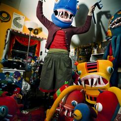 monster helmet in the studio