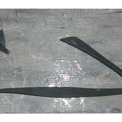 Shards and painted wood wall piece