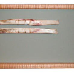 Wall piece, shards on painted wood in maple frame