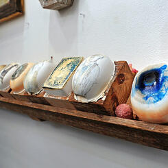 installation view, Egg Shelf