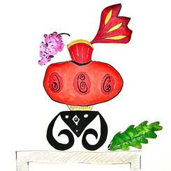 Red Vase With Flowers