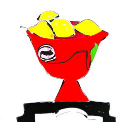 Red Bowl with Lemons