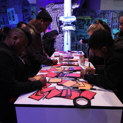 View of visitors adding their words and images to &amp;quot;RFP&amp;quot;