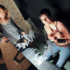 Paper cut artist Katherine Fahey and puppeteer and songwriter, ellen cherry