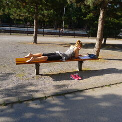 I'm here with my pink shoes