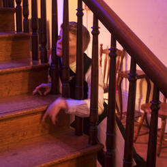 Production Photograph: Stuck in the Banister