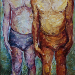 My Two Selves 2000, 60 x 28 x 1 Oil on canvas  
