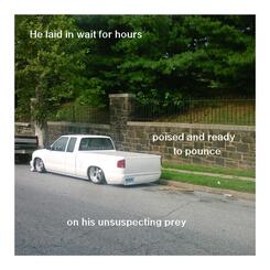 He laid in wait for hours, poised and ready to pounce on his unsuspecting prey