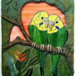 Parakeets at Sunset (Collection of Sharon Callahan)