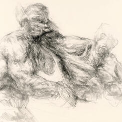 Page spread (Punch) from Invisible Champion: Jack Johnson Artist's Book