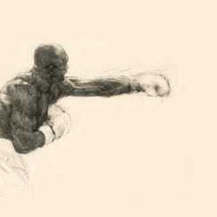 Page spread (Boxer) from “Invisible Champion: Jack Johnson Artist's Book