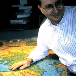 Artist and mosaic in progress