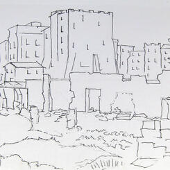 Travel Sketch - Roman Towers &amp; Ruins