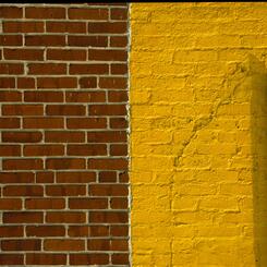 wall, yellow & brick