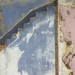 wall, steps, blue & pink