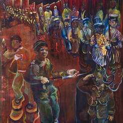 Raised With Walls, 2014, 77 x 47, oil on linen, 