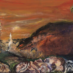 Bottlenecked 2021 27 x 54 x 1.5 oil on canvas