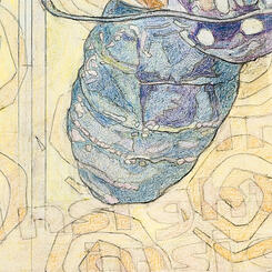 Detail 9: Closeup of Butterfly Abdomen with Background Words