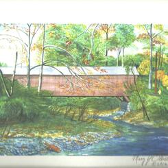JERICHO ROAD COVERED BRIDGE, watercolor on archival paper