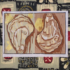 Brown oysters on silk