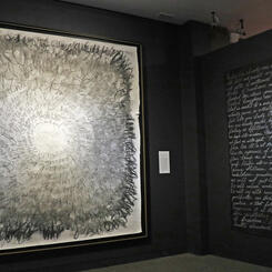 “I am, I am, I am, I surrender… 9X9 feet (left) A Prayer for Us” 4’10” X 7’6” (right)