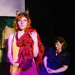 Murdered Pennstin holding her entrails. 