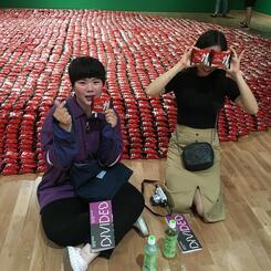 Visitors with Chocopie installation at Busan Biennale 2018 MoCA Busan, Korea